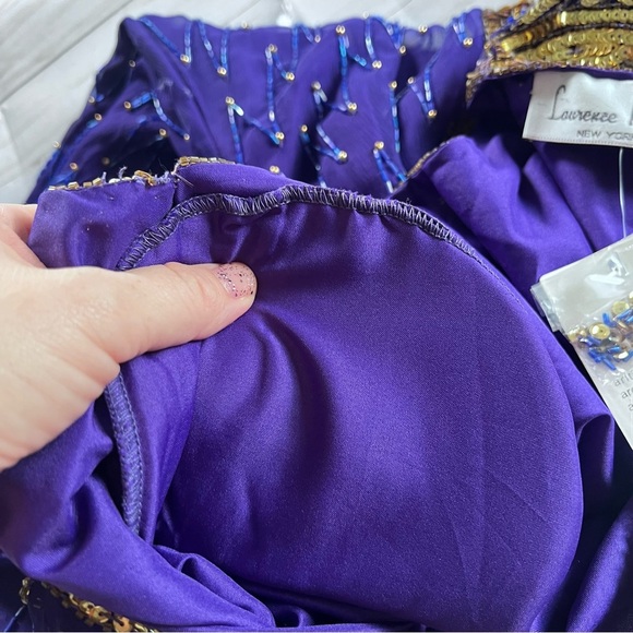Vintage Deadstock Lawrence Kazar 100% Silk Beaded Cocktail Dress Glam size Large - Picture 9 of 16